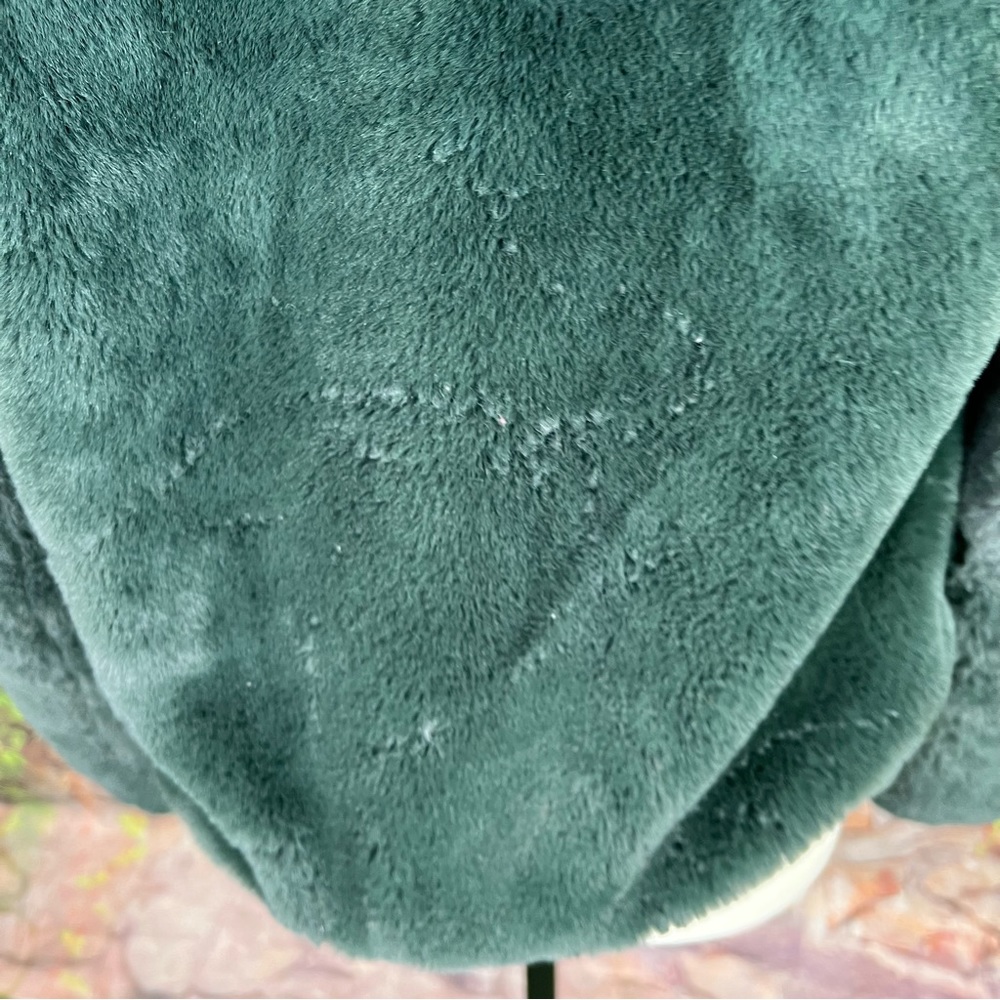 RACHEL ZOE Plush Cozy Green Patterned Teddy Fur Faux Fur Hooded Jacket, XS - Picture 8 of 12